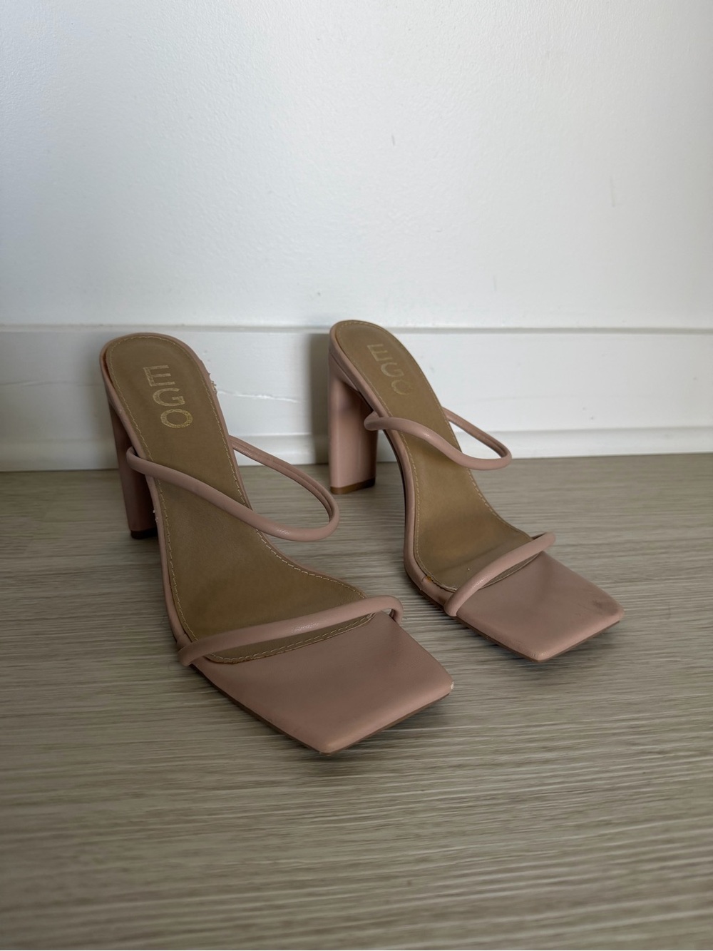 Ego Nude Strappy Square-Toe Block Heels